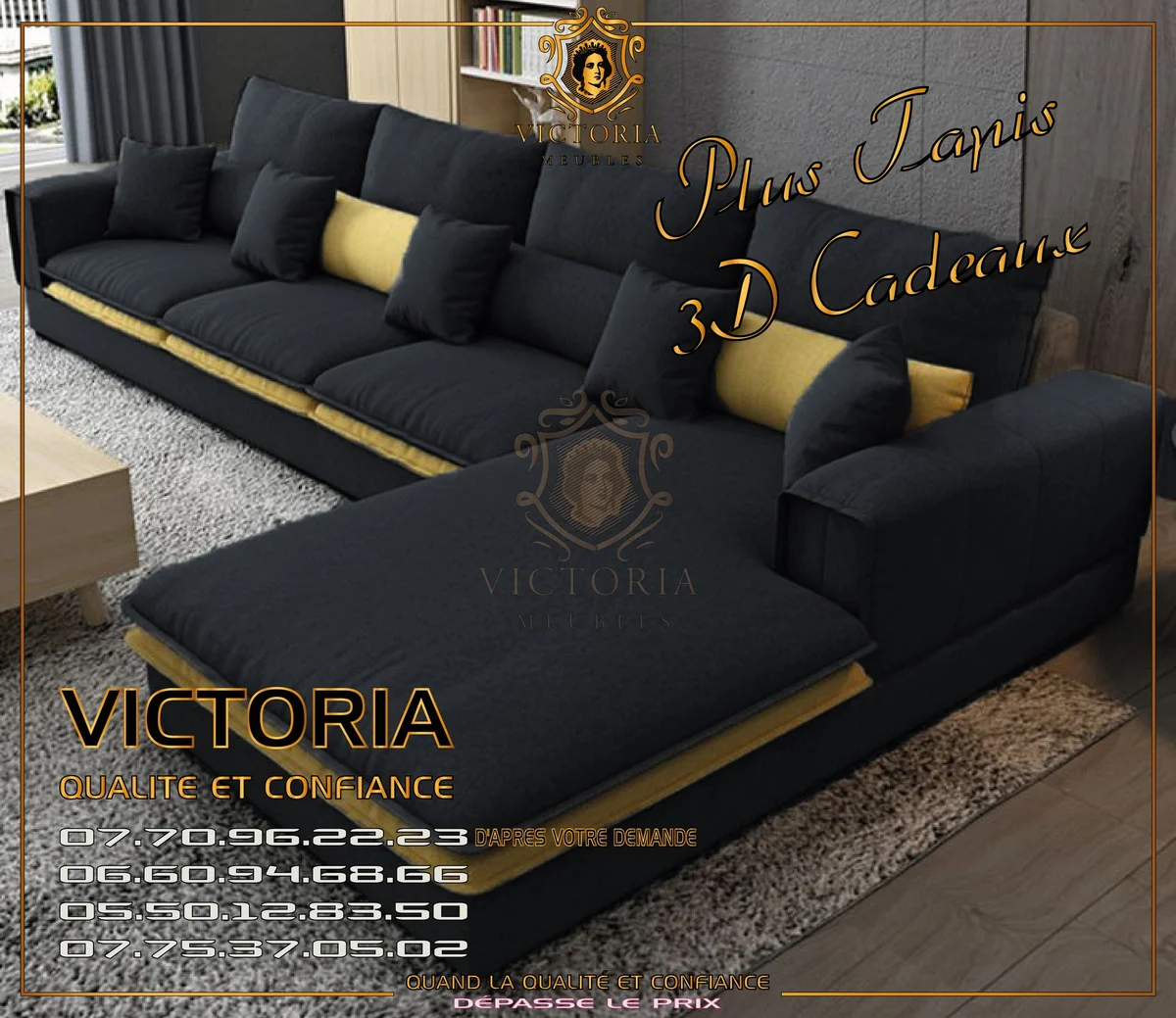 (#NF2) - Color: Noir et Jaune | Size : 320 cm / 180 cm 